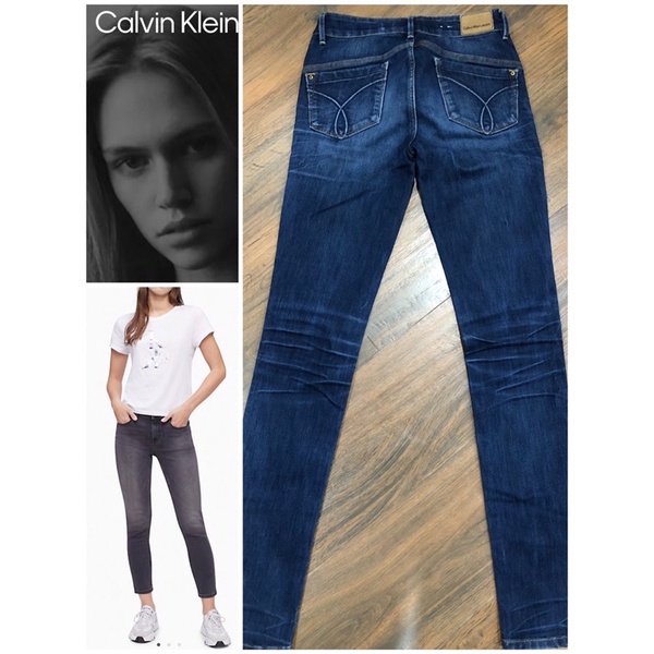 Calvin Klein Jeans Skinny 25 กางเกงยีนส์ผ้าเนื้อดีมากผ้ายีนส์ยืดได้ แบบกระเป๋าหลังสวยมากสไตล์ CK