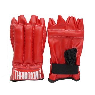 THAIBOXING แบ็คชกกระสอบทรายห้านิ้วโผล่หนังเทียม สีแดง