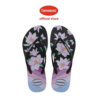 Havaianas รองเท้าแตะ ลายดอกไม้ - สีดํา / สีดํา / Lavander สําหรับผู้หญิง