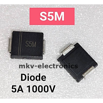 (5ตัว) S5M , Diode Rectifier 5A 1000V DO-214AB ใช้แทนเบอร์ S5A S5B S5D S5G S5J S5K ได้ (รหัสสินค้า M