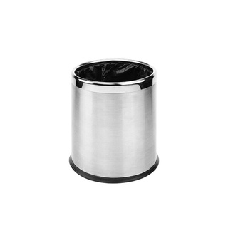 ถังขยะสแตนเลสทรงกลม COMBI WARE ขนาด 10.3 ลิตร ไม่มีฝาปิด สีเงิน ถังขยะ Stainless Steel Round Trash Can COMBI WARE Size 1