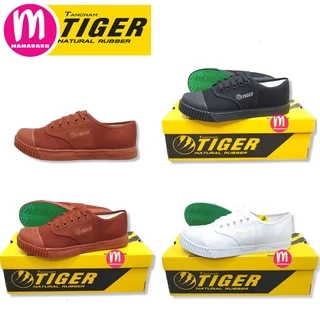 รองเท้าผ้าใบ Tiger 205 พื้นเขียว รองเท้านักเรียน น้ำตาล/ขาว/ดำ ผ้าใบไทเกอร์