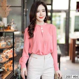 Maristar 2007 เสื้อแขนยาวสีพื้น | Solid Long Sleeve Blouse  เนื้อผ้าpolyester ผ้านิ่มและพริ้วใส่สบายมากๆ