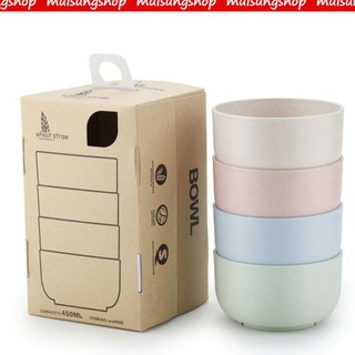 MUISUNGSHOP ชุดชาม 4 ชิ้น ผลิตจากฟางข้าวสาลี รักษ์โลก