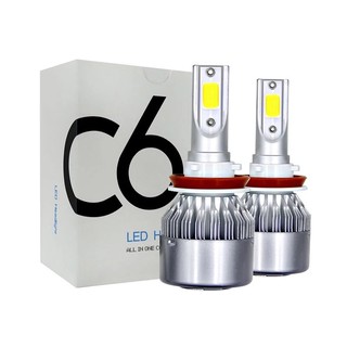 1คู่ ไฟหน้ารถยนต์ C6 LED แสงสีขาว  H4 H8 H9 H11 9005 9006 HB4 HB3 36W 6000K 3800lumet