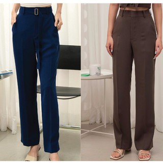 MIST OF RAIN - Butter Belt Pants กางเกงขายาว มีเข็มขัดยาว ผ้านิ่ม ใส่สบาย พริ้ว