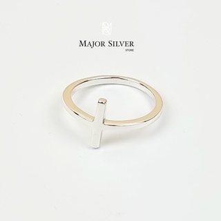 🎁 Cross ring : แหวนไม้กางเขน  /  แหวนเงินแท้925 แฟชั่น เรียบๆ สไตล์อินเทรน แหวนเงินแท้100 Major Silver  :  E-V-Cros-10