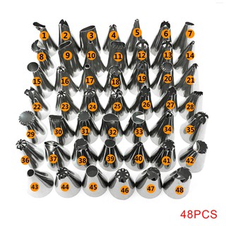 48pcs Piping Tips Set Stainless Steel Baking Ruffle Piping Nozzles Skirt Icing Kit Cake Cupcake Decorating Tools  💛Kitchentool