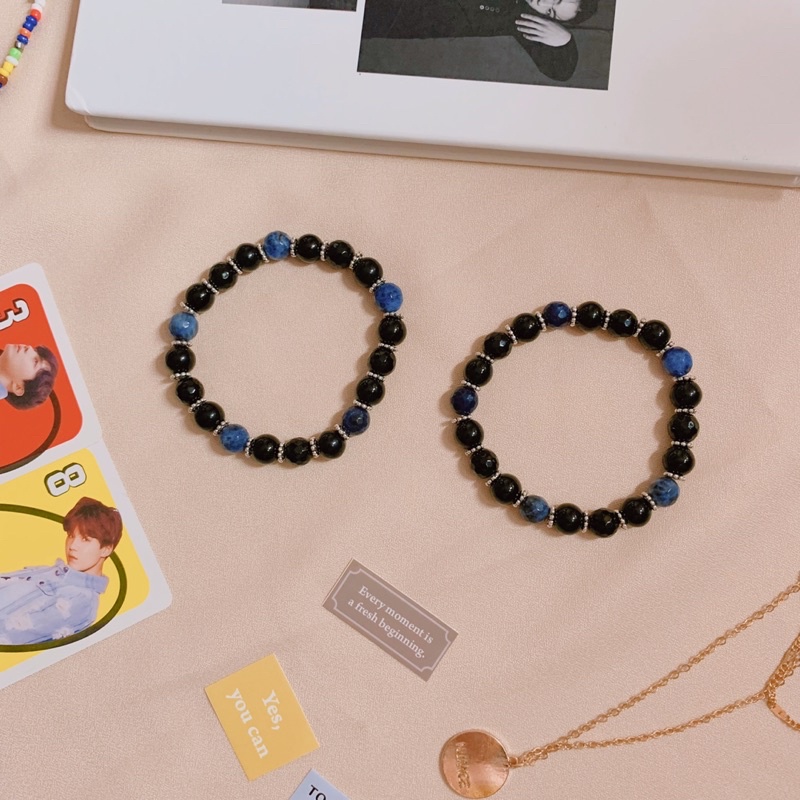 Jk สร้อยข้อมือหินสีฟ้า / สร้อยข้อมือ Jungkook BTS on Vlive