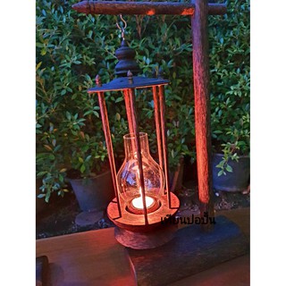 เชิงเทียนตะเกียงแขวนไม้ตาล(ชุดกลาง) ที่วางเทียนหอม Candle Holder