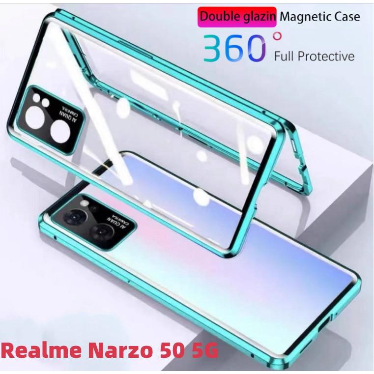 เคสโทรศัพท์มือถือ แบบฝาพับแม่เหล็ก ป้องกันกล้อง สองด้าน สําหรับ Realme Narzo 50 5G Narzo50 RealmeNarzo50 5G