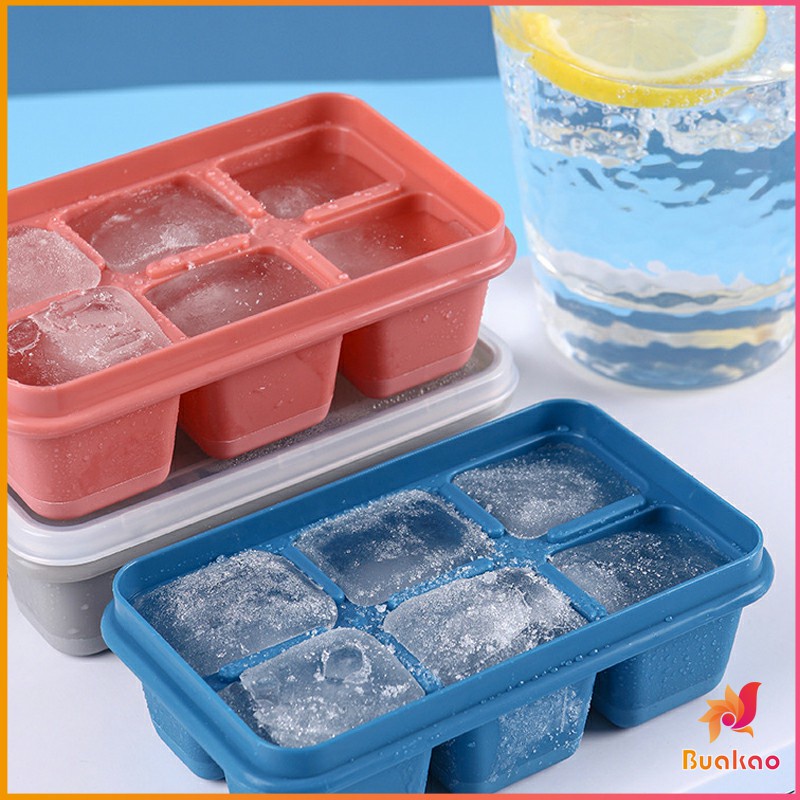 BUAKAO แม่พิมพ์น้ำแข็งก้อน ฝาปิด พร้อมฝา 6 ช่อง Ice tray mould - รูปที่ 2
