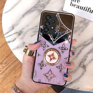 2022 เคสโทรศัพท์ Samsung Galaxy A53 A73 A13 A23 A33 M33 M23 4G 5G New Ins Luxury Clover Diamond with 3D Ring Bracket Stand Holder Hard Case Bling Acrylic Cover เคส GalaxyA53