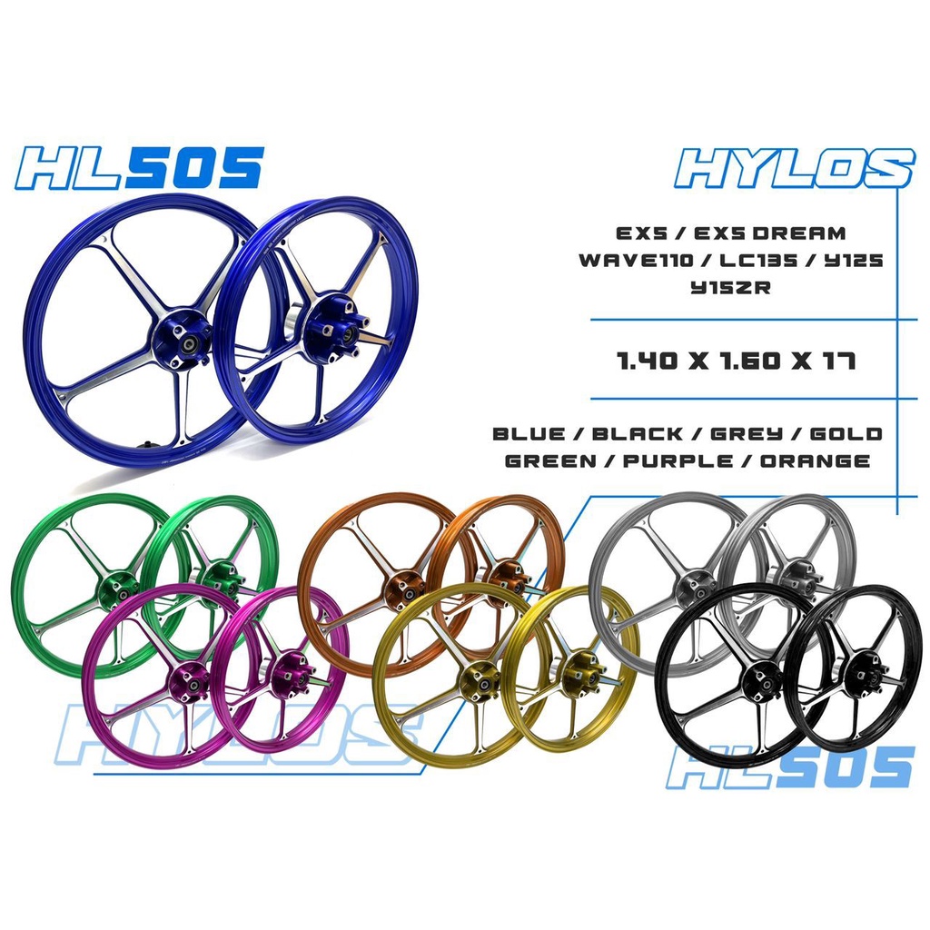 [ Y15 / Y16 V1 NON ABS ] HYLOS FG505 FG 505 SPORT RIM 1.40/1.60 X17 (BANG FRONT DISC 4 SCREW LO) HYL