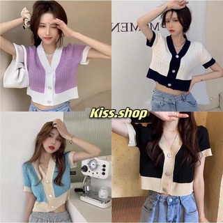 🌈พร้อมส่ง🌈เสื้อยืดคอวีแขนสั้นมีกระดุมหน้าแกะได้ ผ้ายืดดีมาก (396)