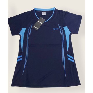 Womens V-neck Sports Shirt เสื้อกีฬาคอวีผู้หญิง เสื้อกีฬาผู้หญิงเข้ารูป คอวี สีพื้น ลายสปอร์ต คละแถบสี