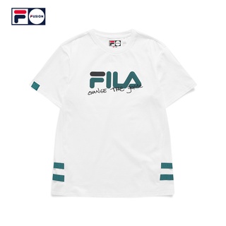 เสื้อยืดโอเวอร์ไซส์เสื้อยืดคอกลม แขนสั้น ผ้าฝ้าย พิมพ์ลายฉลาก FilaS-3XL