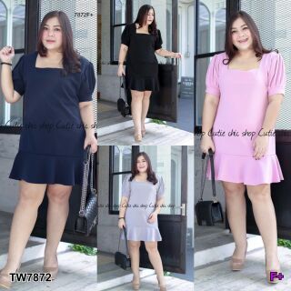 Dress #Bigsize เดรสคอเหลี่ยมแขนตุ๊กตา