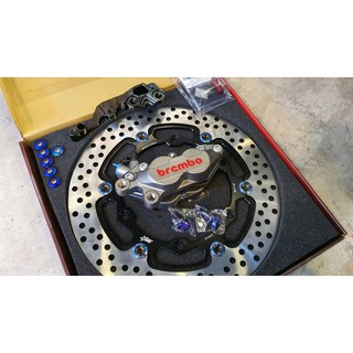 ชุดจานดิสหน้า brembo 4pot สีเทา + จาน FAR.TT Racing300mm Honda Forza 300 , 350