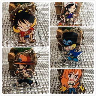 พวงกุญแจ ฟิกเกอร์อะคริลิค รูปการ์ตูนอนิเมะ One Piece Monkey D Luffy Ace Sabo Robin Nami Zoro Sanji สําหรับตกแต่งกระเป๋า