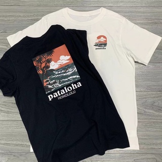 Patagonia ใหม่ เสื้อแขนสั้นลําลอง ผ้าฝ้าย สองสี ขนาดใหญ่