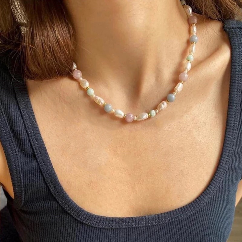 GLAM - Pinki pastel stone หินสีชมพูฟ้าม่วงมุกน้ำจืด