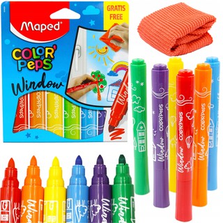 ปากกาเขียนกระจก MAPED Window Color Peps ลบได้ ชุด 6 สี แถมผ้…
