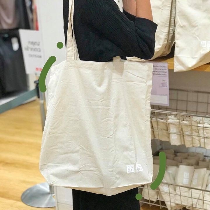 กระเป๋าผ้า ยูนิโคล่ eco uniqlo ถุงผ้า ของแท้ มีป้าย มินิมอล