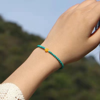 กำไลข้อมือหินเกรด5A turquoise bracelet กำไลหินนำโชค เทอร์ควอยซ์ ความหรูหรา อมตะสร้อยข้อมือเงินแท้+หินTurquoise