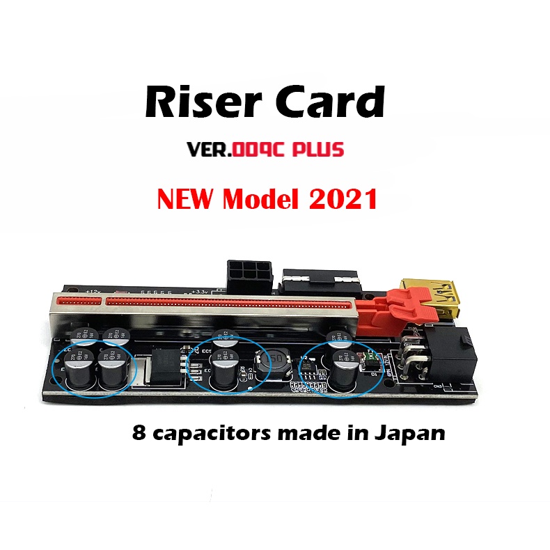 Riser Card Ver.009C PLUS PCI-E16X Gold Edition LED Bitcoin