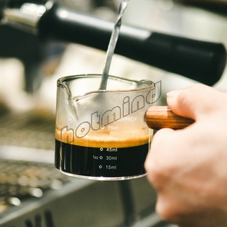 HotMind แก้วช็อต Espresso Shot ด้ามจับไม้ ขนาด 70 ml  และ 75 mlสินค้าพร้อมส่ง Measuring cup