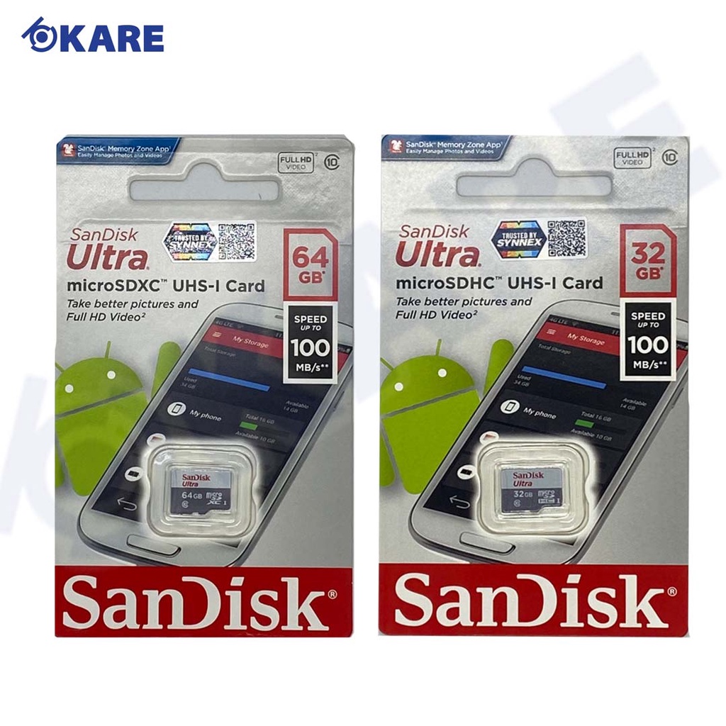 Micro SD Card ยี่ห้อ San Disk 32GB และ 64GB ของแท้!! (ประกัน SYNNEX)