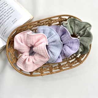 ยางรัดผมผ้าฝ้าย ยางมัดผมแฮนด์เมด สีพาสเทล scrunchies handmade