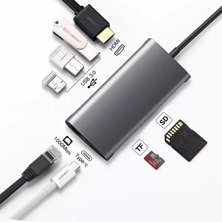 8 in 1 USB Type C Hub Hdmi Rj45 Lan Adapter for Macbook Pro Thunderbolt 3, USB C to Gigabit Ethernet Adapter USB-C