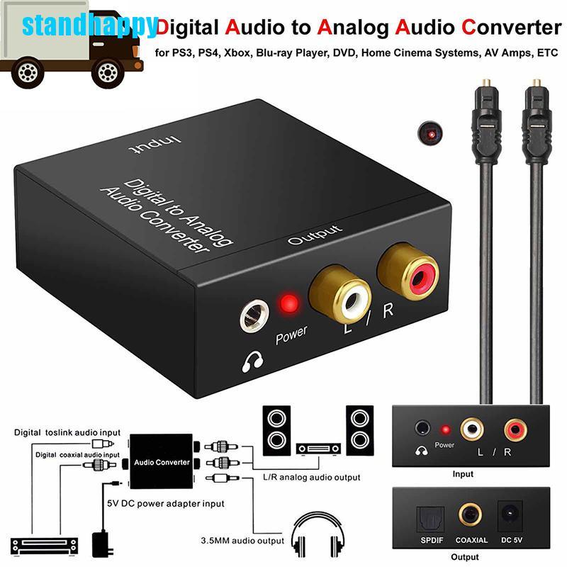Standhappy อะแดปเตอร์แปลงเสียงสเตอริโอ ออปติคอล Coax Toslink ดิจิทัล เป็นอะนาล็อก Rca L