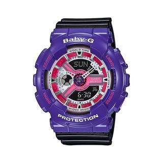 Casio Baby-G นาฬิกาข้อมือผู้หญิง สีม่วง/ดำ สายเรซิ่น รุ่น BA-110NC-6A ของแท้100%  ประกันศูนย์ 1 ปี จากร้าน henghengwatch