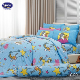 Satin Junior ผ้าปูที่นอน 6 ฟุต  5 ชิ้น (ไม่รวมผ้านวม) No.C129 Tom&amp;Jerry