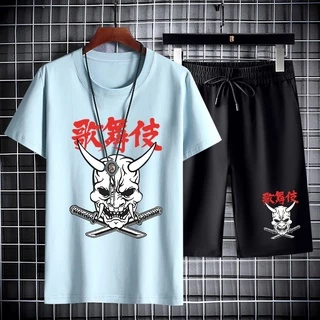 （ส่งจากไทย）ชุดเซ็ทเสื้อยืดแขนสั่ง+กางเกงขาสั้นกีฬา.แฟชั่นนานาชาติลายสวยการ์ตูนน่ารักBD106+DKC106B