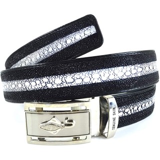 เข็มขัดผู้ชาย หนังปลากระเบนแท้ขนาด 1.5" X 48" inches  สีดำ Stingray Belt black Leather