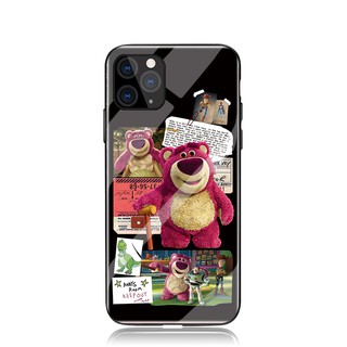 Disney Lotso Cartoon Lovely IPhone 11 12 mini 13 Pro MAX XR 6S 7 8 Plus X Xs Max Hard Cover Tempered Glass Fashion Case