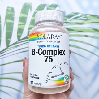 B-Complex 75 Timed-Release 100 VegCaps (Solaray®) วิตามินบีรวมสูตรเข้มข้น วิตามินบีคอมเพล็กซ์