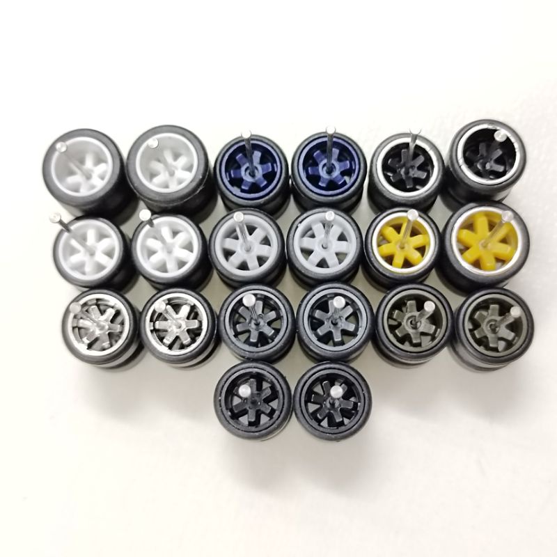 Tayar Getah ล้อยางขอบ TE 37 TE37 Mix Axle สีดํา น้ําเงิน เขียว ขาว 10/12