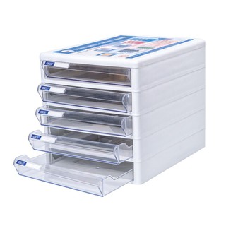 ตู้เอกสาร 5 ชั้น โครงสีขาว ลิ้นชักสีใส ออร์ก้า TCB-5/5-Drawer File Cabinet, White Frame, Clear Drawer ORCA TCB-5