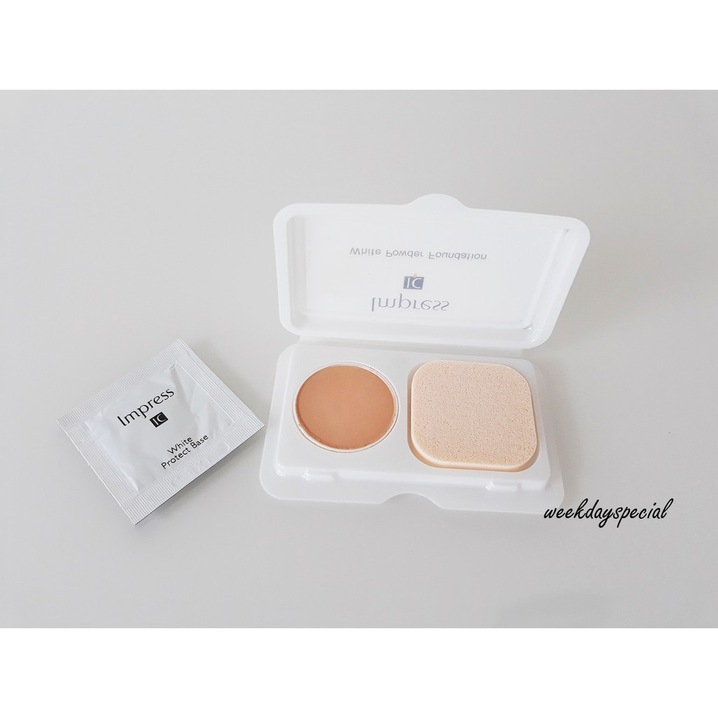 แท้ 100% แป้ง Impress IC White Powder Foundation  SPF 27 PA++ สี OC- C + Base 0.5 g.