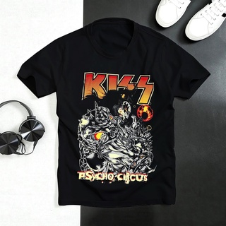 เสื้อยืดโอเวอร์ไซส์Kiss Psycho Cirus วง Kiss Band Paul Stanley Gene Simmons Peter Criss Ace Frehley Kiss ของขวัญร็อค สไต