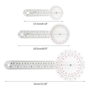 ESP 3Pcs/Set Physio Goniometer Angle Protractor Inch Ruler Joint Bend Measure Clear