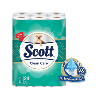 [ขายดี] สก๊อตต์ คลีนแคร์ กระดาษชำระ หนา 3ชั้น ขนาด 24 ม้วน SCOTT CLEAN CARE Toilet Tissue 3 Ply 24 Rolls