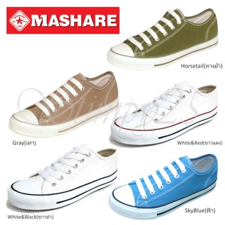 Mashare 191 รองเท้าหุ้มส้นผู้หญิง ผู้ชายแบบผูกเชือก รองเท้าผ้าใบไซร์ 37~45 วัดไซร์ก่อนนะคะ White, Gray