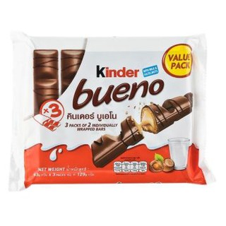 KINDER BUENO คินเดอร์ บูเอโน ช็อกโกแลต ขนาด 129กรัม (43กรัม ยกแพ็ค 3ห่อ) CHOCOLATE