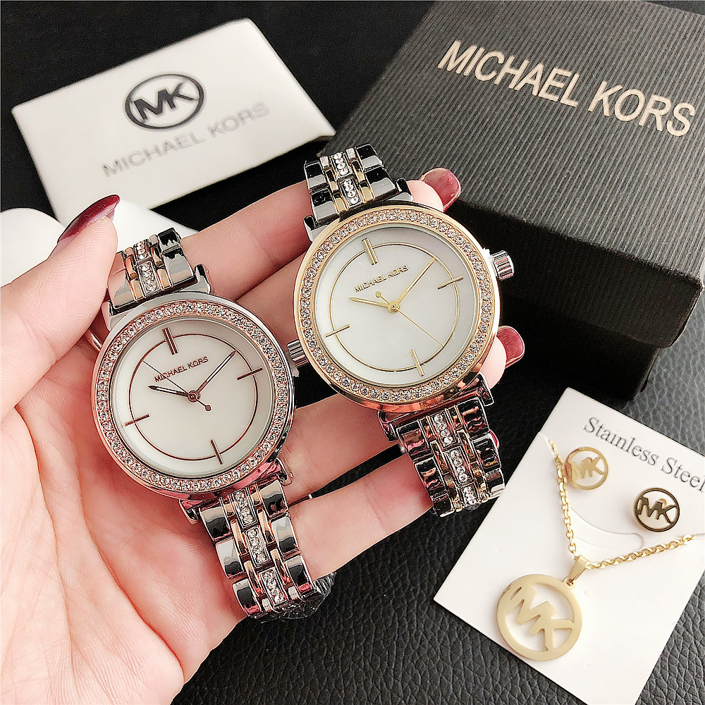 นาฬิกา MK SET 7087B สุภาพสตรีแฟชั่นนาฬิกาเพชรหรูหรานาฬิกาเด็กผู้หญิง MK